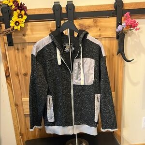 More Fashion Black and Gray Women's Zip-Up Hoodie w/ Reflective areas